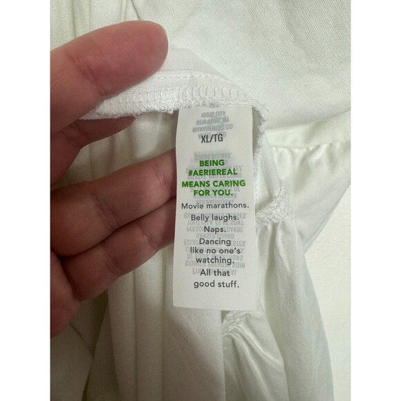 Aerie Sz XL Braided Halter Maxi Sundress White Smocked High Low Linen Blend NWT - Picture 14 of 16